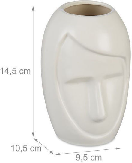 Vază Decorativă din Ceramică Flori Iarbă de Pampas Relaxdays Dimensiuni 14,5 X 9,5 X 10,5 Cm Albă