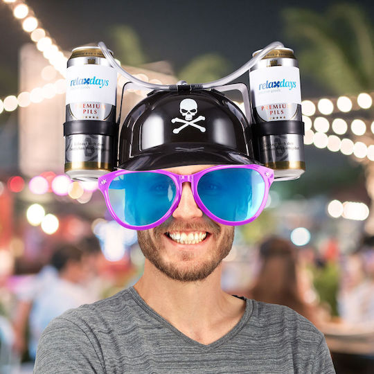 Piratenmodell Biertrinkhelm Schwarz Relaxdays