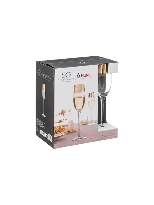 Secret de Gourmet Σετ Ποτήρια Σαμπάνιας από Γυαλί Κολωνάτα 210ml 6τμχ