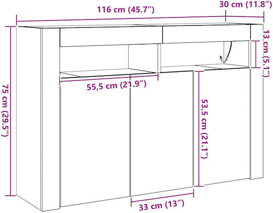 Sideboard Black Walnut 116x30x75cm