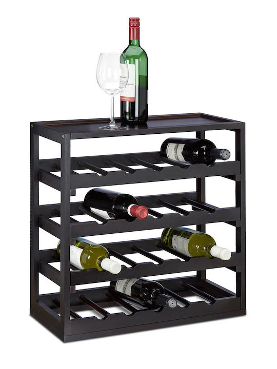 Relaxdays Suport Sticle de Vin din Lemn Negru 20 Sticle 52 X 52 X 25 Cm