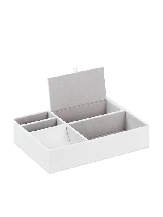 Organizator pentru Bijuterii Cosmetice 5 Compartimente MDF Bumbac 5 X 25.5 X 18.5 Cm Alb