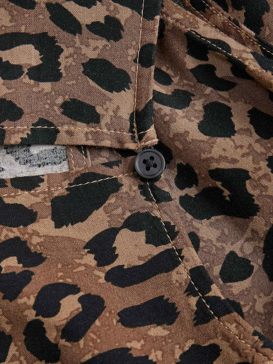 Summer Mini Shirt Dress Leopard