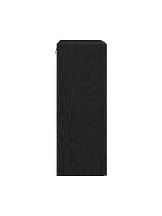 Wand Wohnzimmer Vitrine aus Spanplatte mit Glas Black Oak 69.5x34x90cm