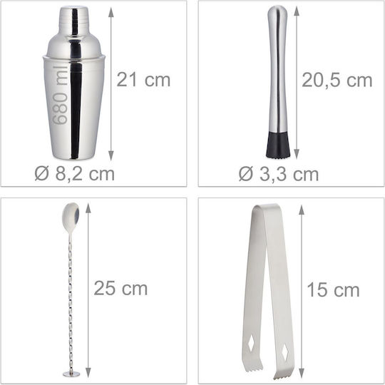 Set Profesional pentru Cocktail Relaxdays Oțel Inoxidabil Suport din Bambus 11 Piese