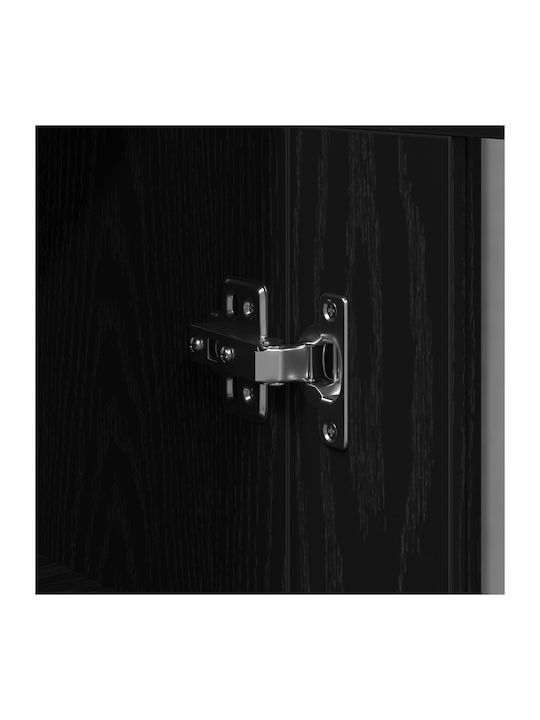 Wand Wohnzimmer Vitrine aus Spanplatte mit Glas Black Oak 69.5x34x90cm