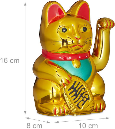 Pisica Norocoasă Maneki Neko Aurie Plastic 16 X 10 X 8 Cm