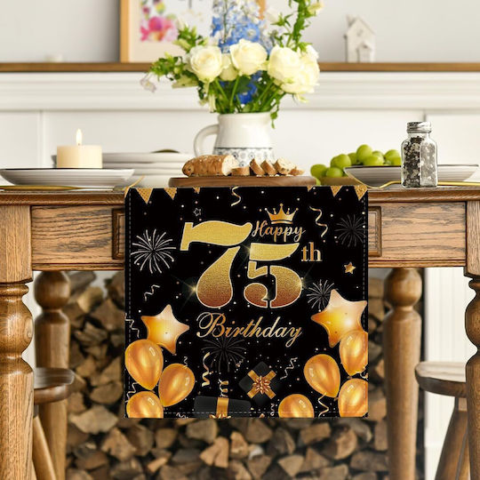 Tischdekoration 75. Geburtstag Schwarz Gold 40x140 cm