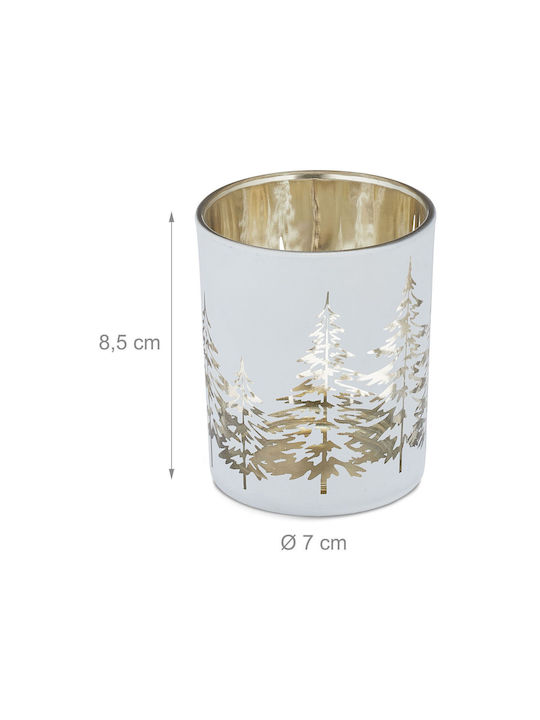 Set of 12 Candle Holders White Gold Dimensions 8.5 x 7 cm Relaxdays