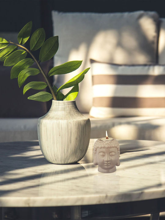 Suport pentru lumânări decorativ Buddha ceramic gri 9,5 X 8 X 8 cm