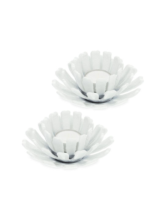 Set 2 Candle Holders Flower-shaped White Dimensions 6 X 13.5 Cm Relaxdays Set 2 Candle Holders Flower-shaped White Dimensions 6 X 13.5 Cm Relaxdays