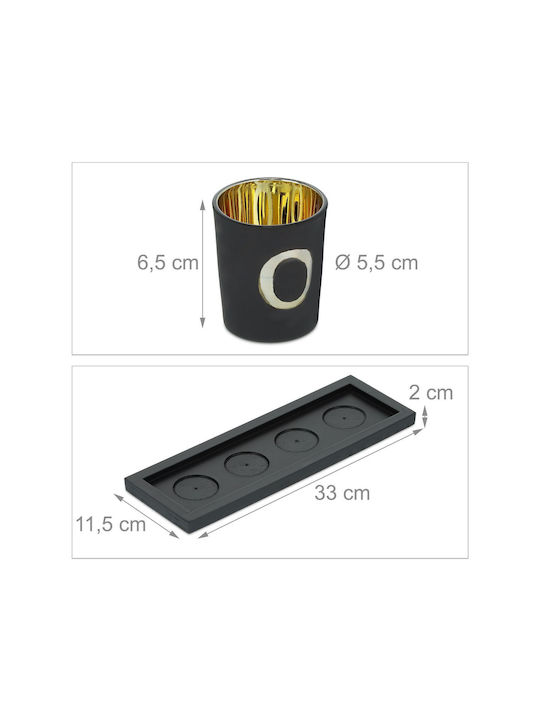 Suporturi pentru lumânări Mesaj Acasă Pietre Decorative 4 Lumânări Relaxdays 7,5 X 33 X 11,5 Cm