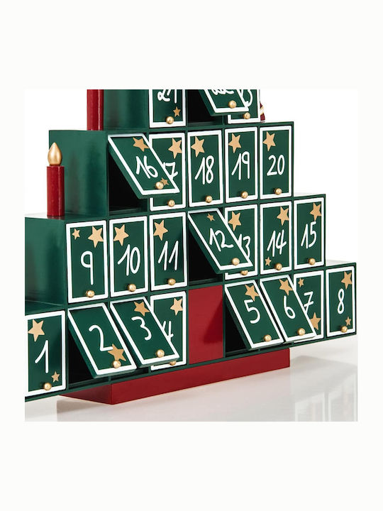 Decorațiune Calendar Advent Multicolor în Formă de Brad de Crăciun 45,5 X 45 X 7 Cm