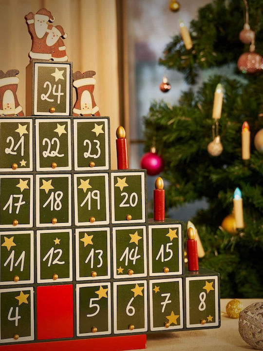 Decorațiune Calendar Advent Multicolor în Formă de Brad de Crăciun 45,5 X 45 X 7 Cm