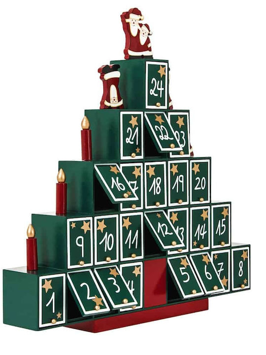 Decorațiune Calendar Advent Multicolor în Formă de Brad de Crăciun 45,5 X 45 X 7 Cm