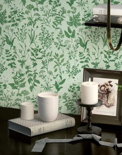 Self-Adhesive Waterproof Wallpaper Green Flowers Leaves Pattern 44x300cm