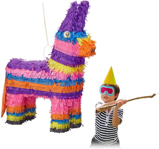 Petrecere cu ponei Piñata pentru copii din hârtie multicoloră, poate fi umplută cu bomboane și jucării în interior 55 X 40 X 13 cm