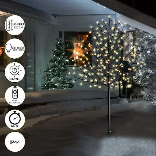 cu lumină LED Decorațiune de Crăciun Metalic Brad Cireșe Aspect natural 220cm. Exterior Burgundy