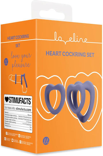 Erection Ring Set 3 Heart Cockring Set Violet Storm