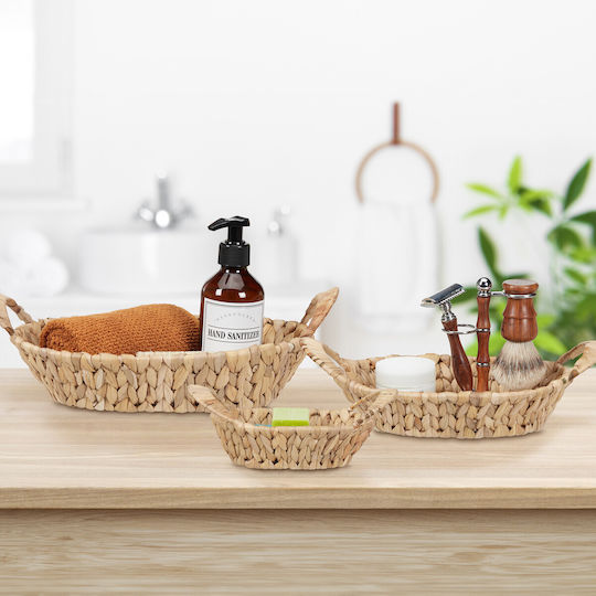 Set 3 Relaxdays Storage Baskets Willow Light Brown 10048136