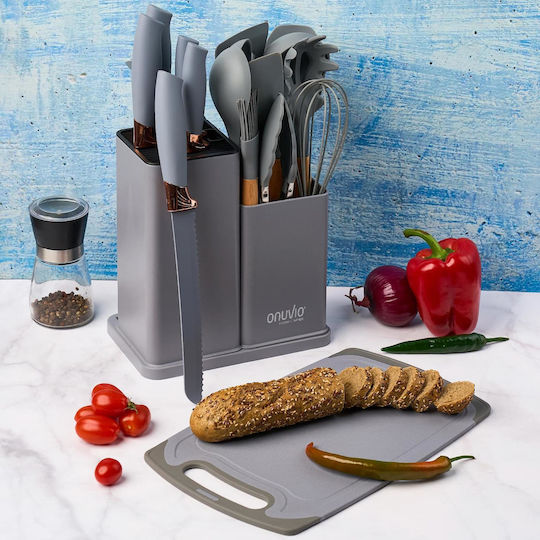 Silicone Cooking Utensil Set With Stand 19 Pieces Gray Fiona