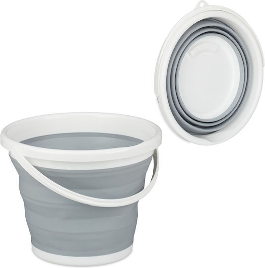 Foldable Bucket 10L Gray Relaxdays