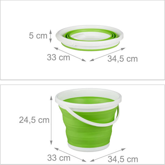 10l Folding Bucket Green Relaxdays