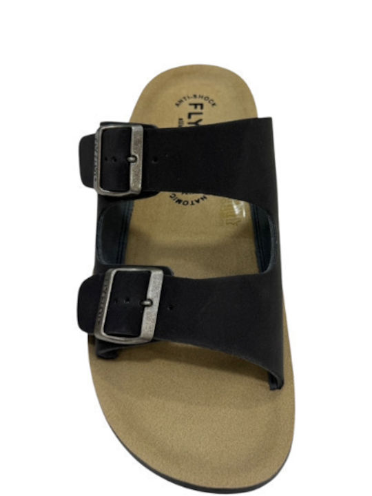 Men's Leather Slippers Black