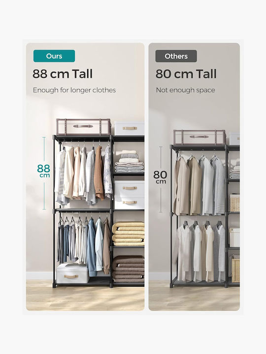 Songmics Κρεμάστρα Δαπέδου από Μέταλλο Μαύρη 182x43x182cm Songmics Κρεμάστρα Δαπέδου από Μέταλλο Μαύρη 182x43x182cm