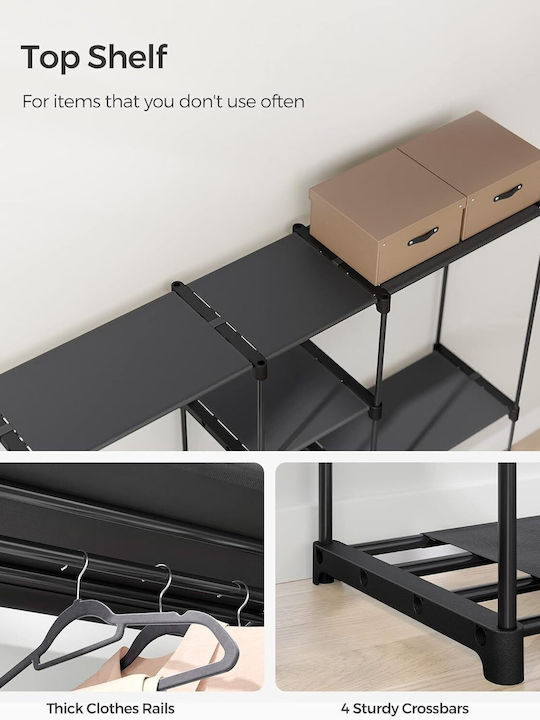 Songmics Floor Garment Rack made of Metal Black 182x43x182cm