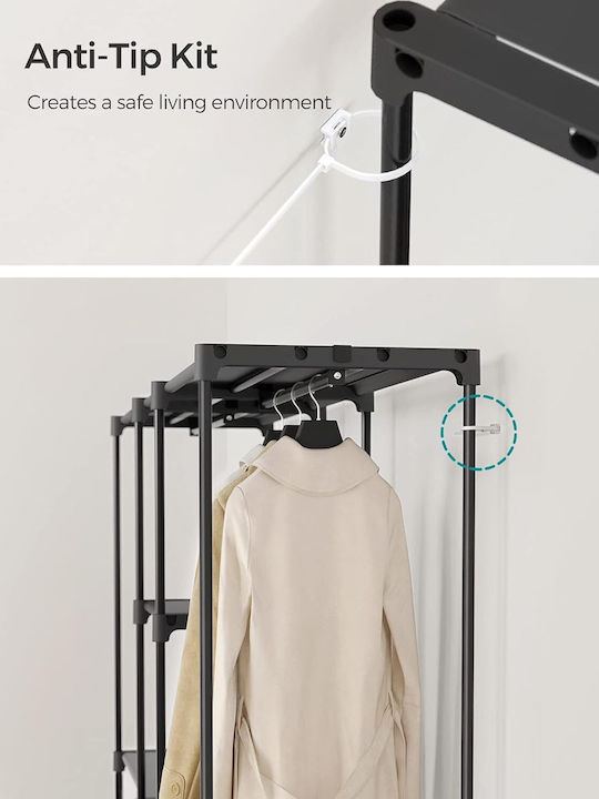 Songmics Floor Garment Rack made of Metal Black 182x43x182cm