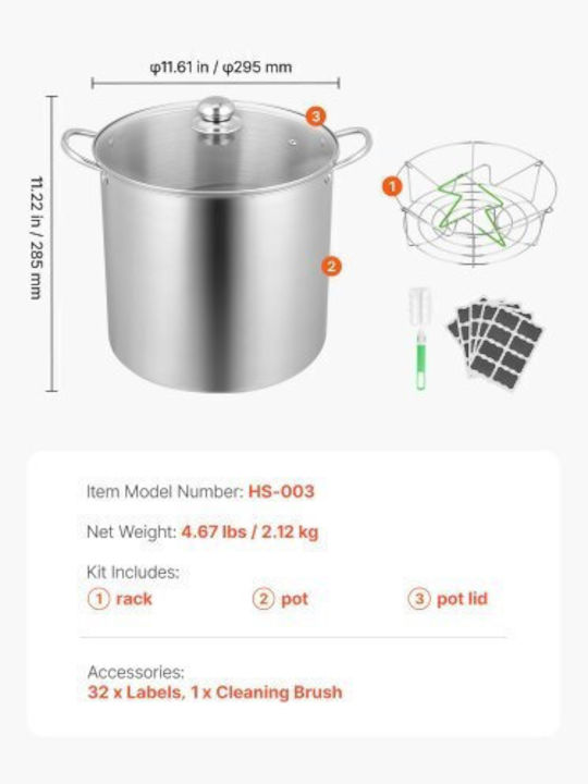 Vevor Stainless Steel Marmite Pot 35cm