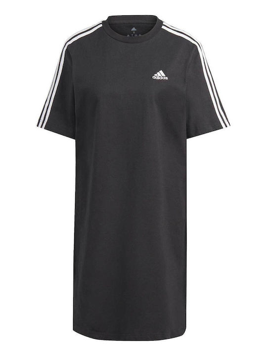 Essentials 3-Stripes Καλοκαιρινό Mini Αθλητικό Φόρεμα T-shirt Κοντομάνικο Μαύρο