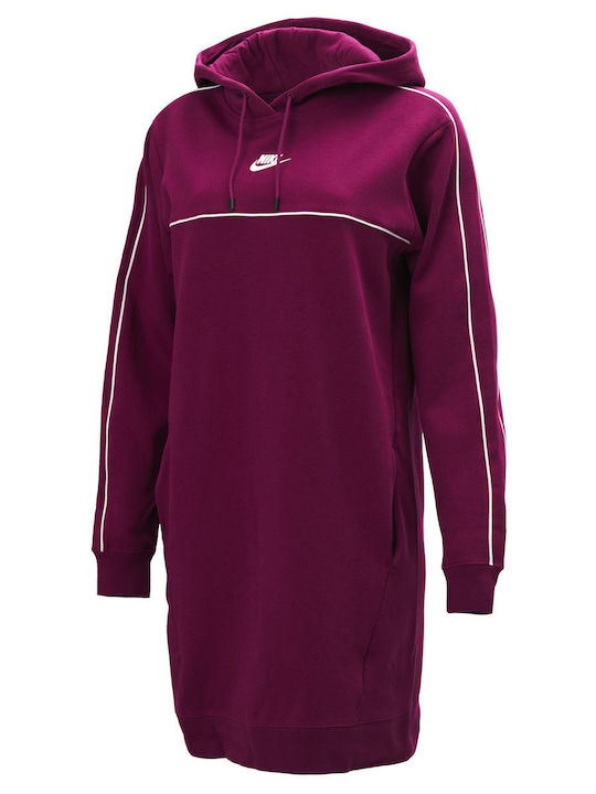 Mini Athletic Dress Long Sleeve with Hood Purple