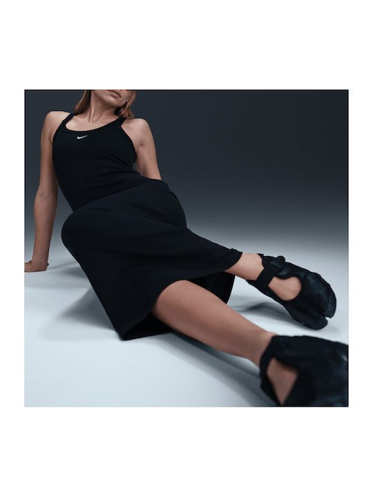Sportswear Midi Φόρεμα Πλεκτό Ντραπέ Μαύρο