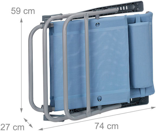 Foldable Lounge Chair Footrest Blue 38.5cm X 58cm X 112cm Relaxdays