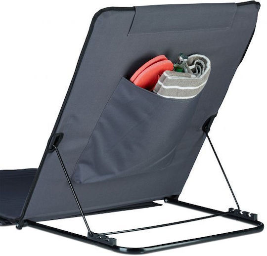 Folding Beach Lounger Relaxdays Footrest Gray 4 X 60 X 195 Cm