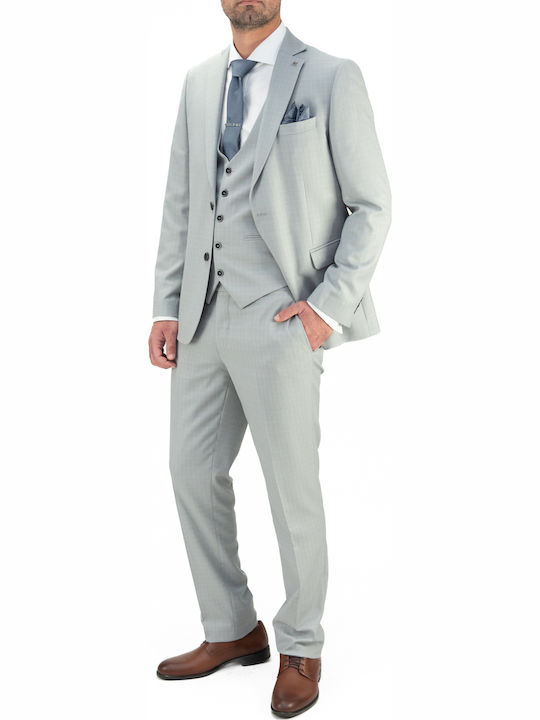 Men's Summer Suit with Vest Slim Fit Ice