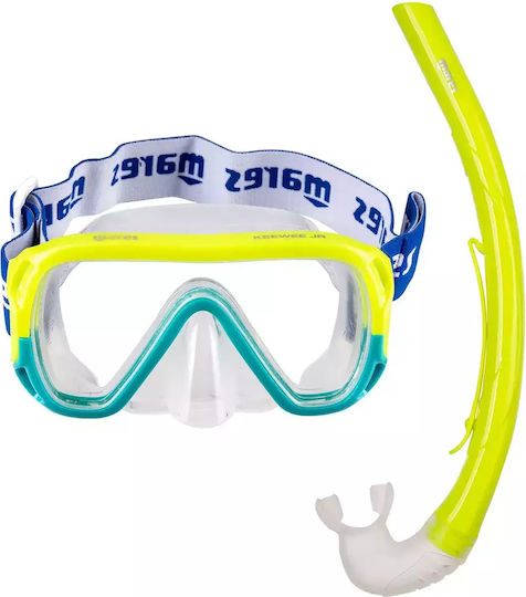 Tauchmasken mit Schnorchel Kinder Combo Keewee in Gelbe Farbe