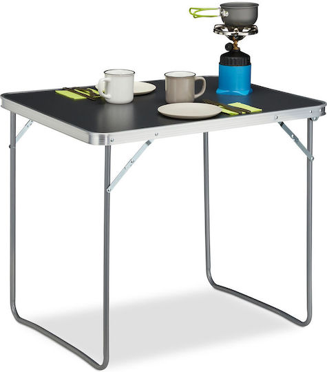 Klappbarer Campingtisch Aluminiumrahmen MDF-Platte 70 x 80 x 60 cm Grau