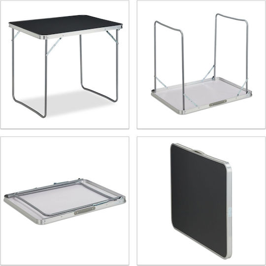 Klappbarer Campingtisch Aluminiumrahmen MDF-Platte 70 x 80 x 60 cm Grau