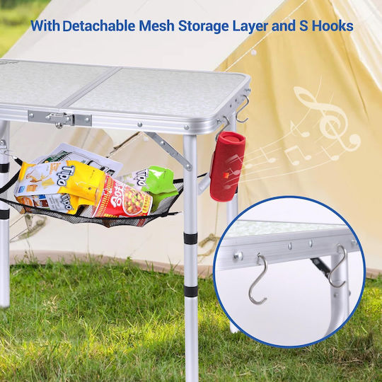 Sportneer Folding Camping Table Adjustable Height Portable Camping Garden Picnic Aluminum