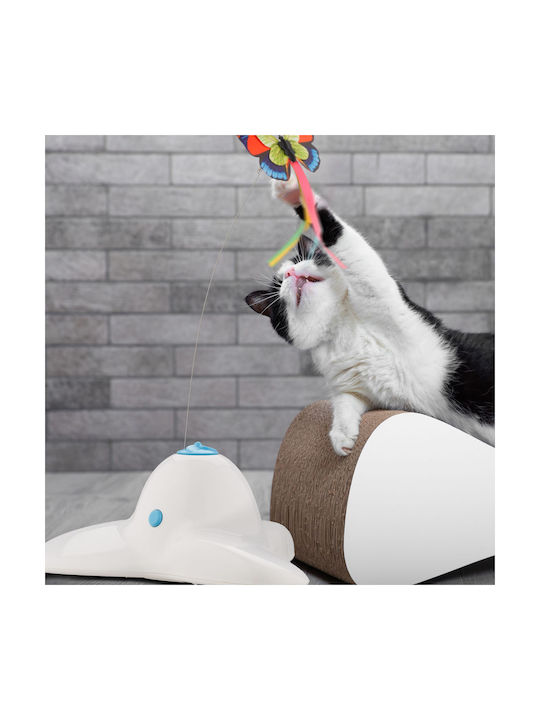 Interactive Cat Toy Butterfly Non-slip Base 33.5 X 20.5 X 18 Cm White