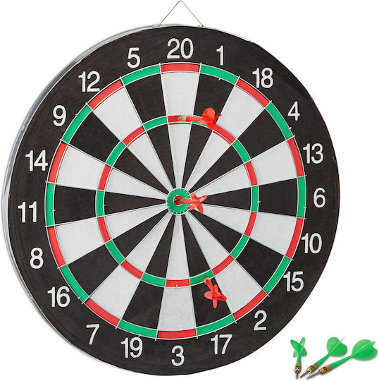 Joc Darts 43 cm Diametru Tablă 6 Săgeți cu Vârf Metalic Joc Față-verso Material Oțel și Plută