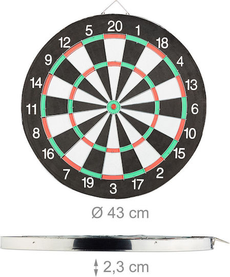 Joc Darts 43 cm Diametru Tablă 6 Săgeți cu Vârf Metalic Joc Față-verso Material Oțel și Plută