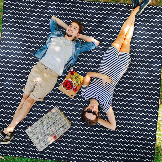 Relaxdays Одеяло за пикник 200x200см в син цвят