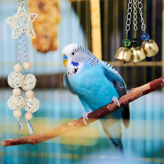 Parrot Toy Set 7 Pieces Wood Cotton Light Brown