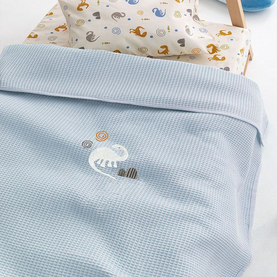 Palamaiki Blanket Cot Waffle Blue Blue 100x150cm