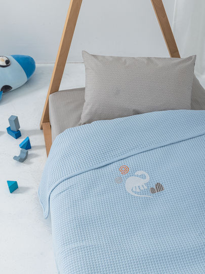 Palamaiki Blanket Cot Waffle Blue Blue 100x150cm