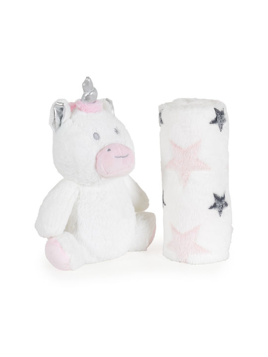 Cangaroo Κουβέρτα Αγκαλιάς & Λίκνου Unicorn Stars Fleece Ροζ 75x90εκ.